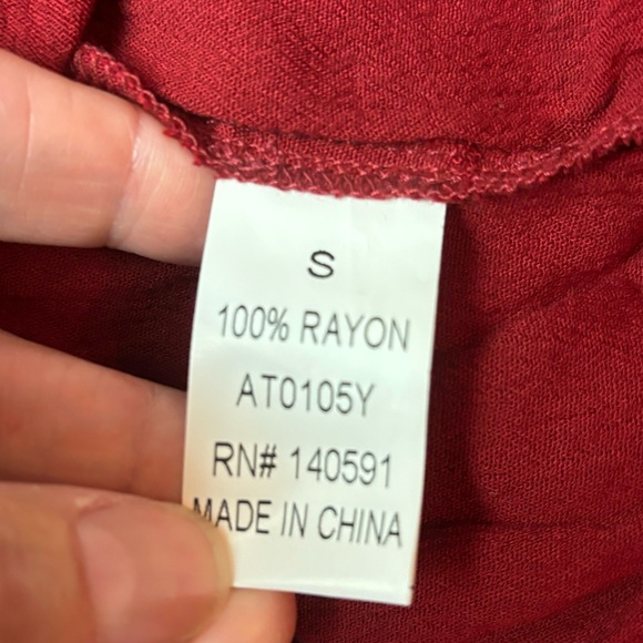 NWT Altar’d State Burgundy Boho Mini Peasant Dress Metallic Embroidery Size S - Picture 7 of 8